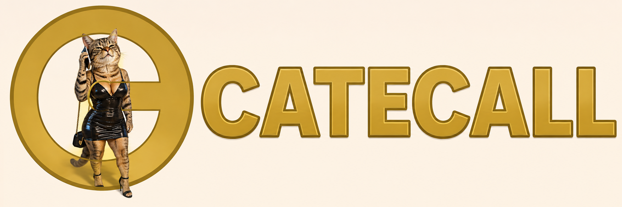 CateCall gold wordmark and cat mascot